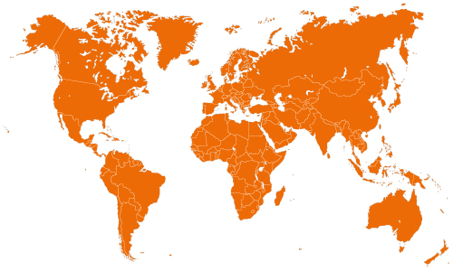 Internationales Vertriebsnetz, Händler (Europa, Amerika, Asien, Afrika und Australien)