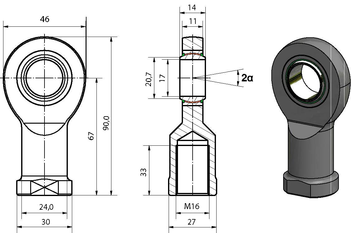 Innen-Gelenkkopf - FPR..S - FLURO®-Gelenklager GmbH - für Hydraulikzylinder  / mit Gleitlager